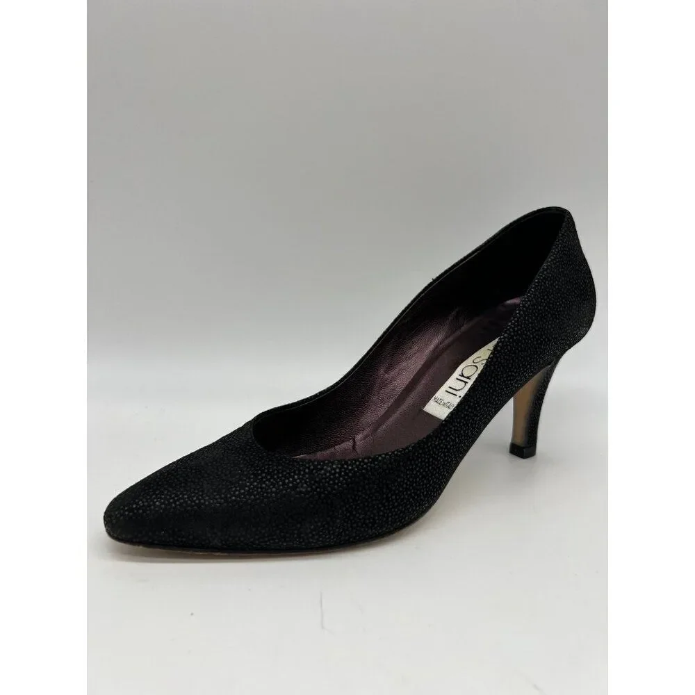 Versani Women Black Textured Suede Pump Size 7.5